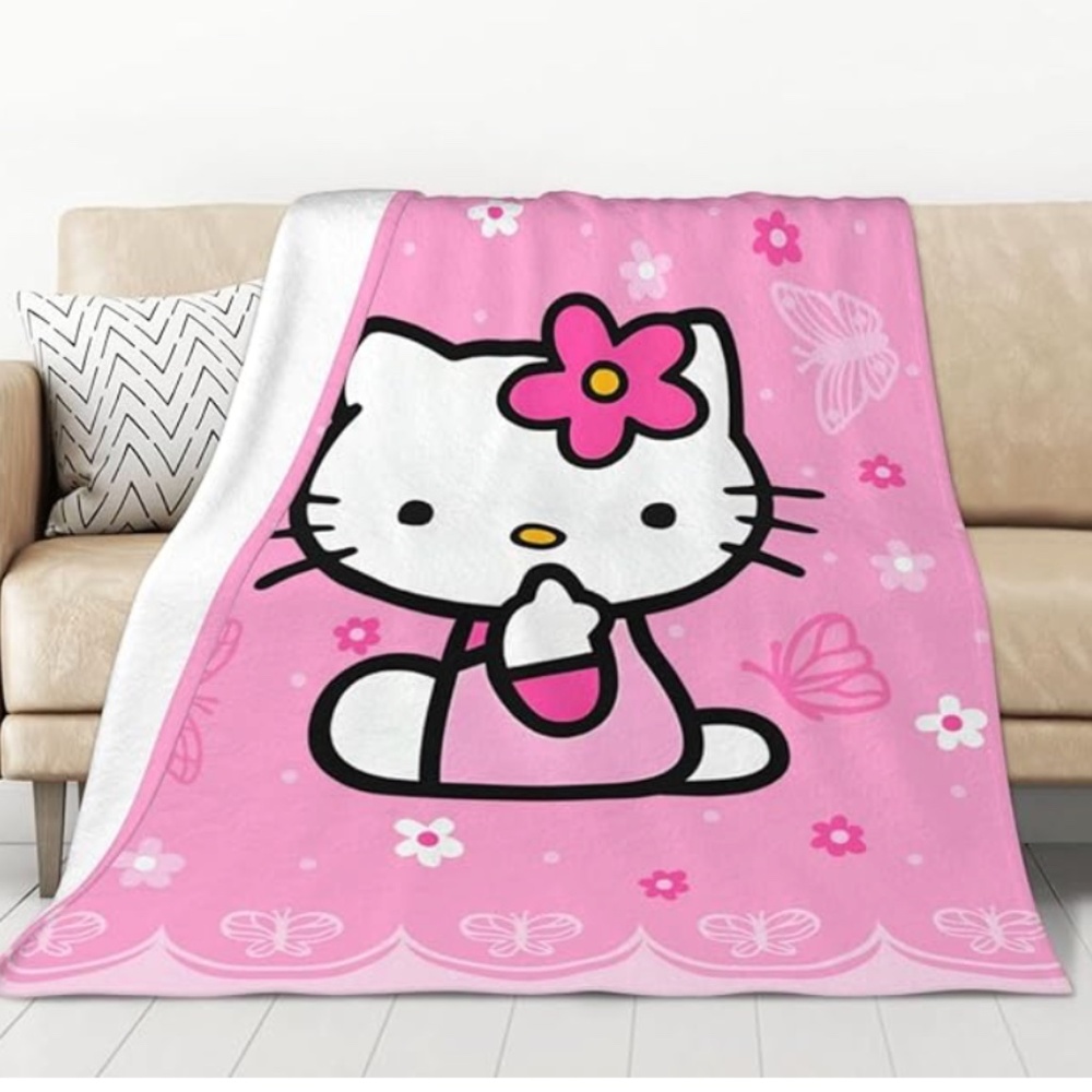 💕💕HELLO KITTY FLEECE BLANKET 60X50 - LIKE NEW💕💕